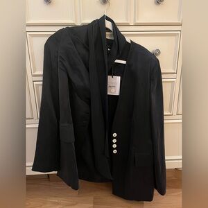 Silk Black Women's Blazer with Scarf Neck